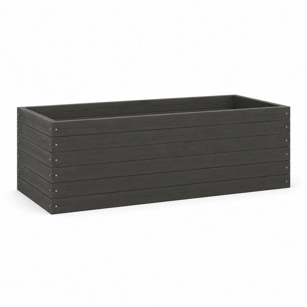 Jardinière surélevée rectangulaire en pin massif gris foncé, 120 × 40 × 38 cm
