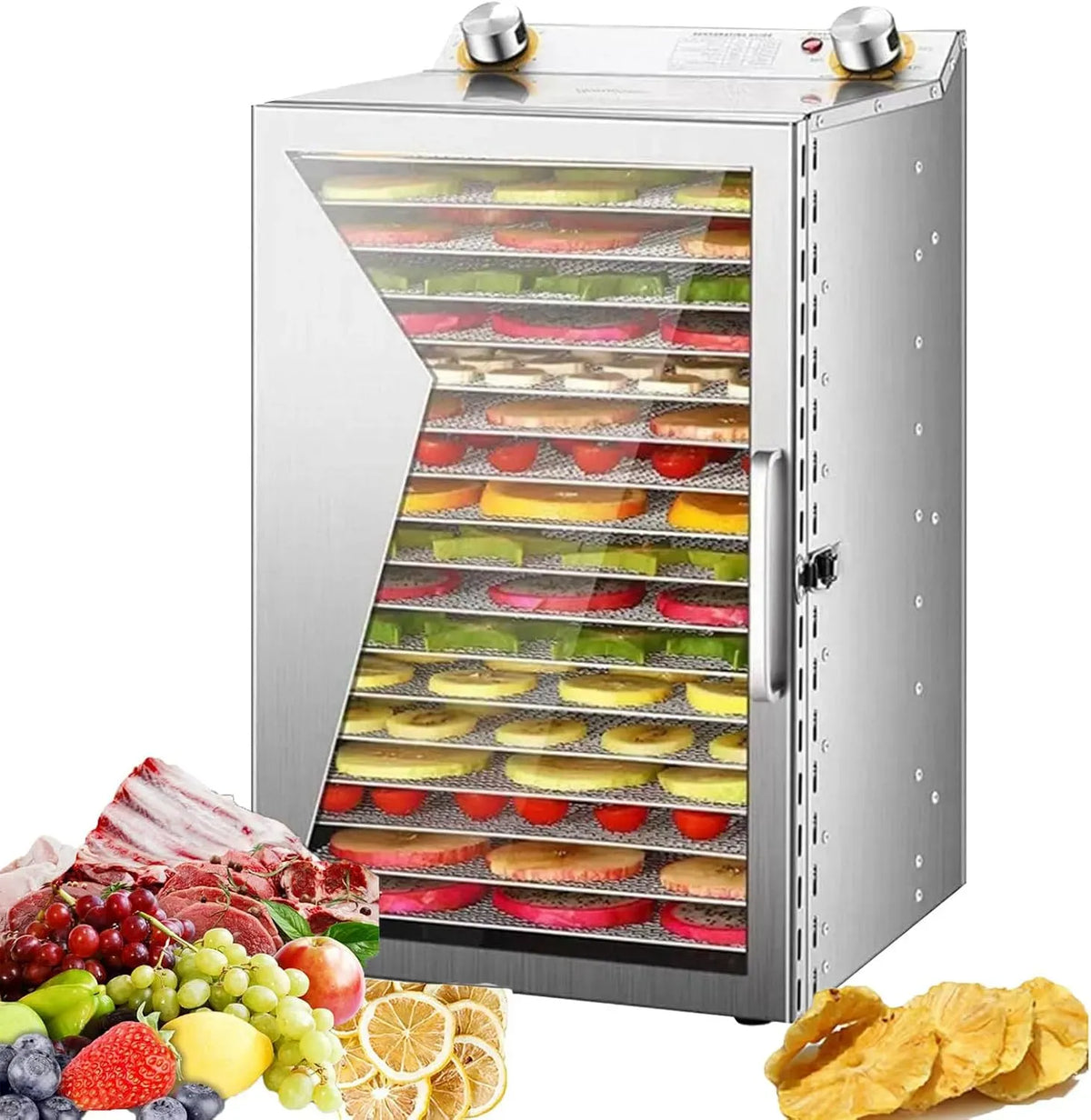 18Layer déshydrateur alimentaire, Armoire, minuteur, thermostat, professionnel, 18 Plateaux