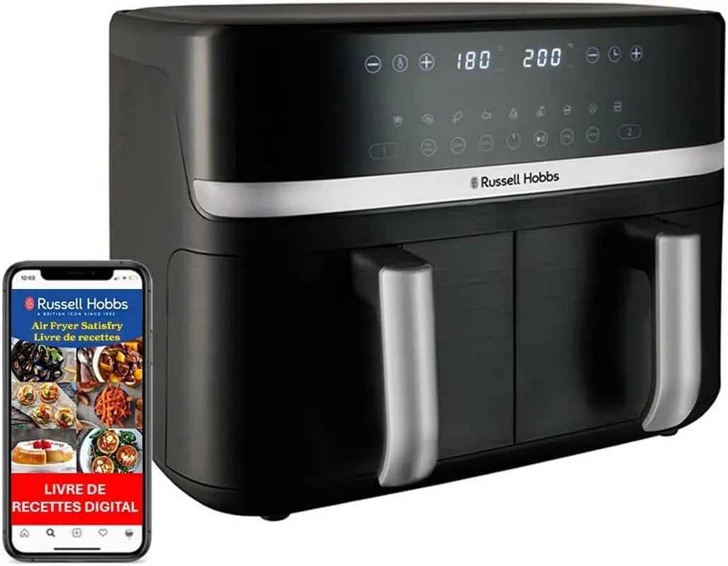 Russell Hobbs 9-en-1 Friteuse à air chaud, 9 L, tactile, gril, silencieux, pièces antiadhésives lavables, 27681-56
