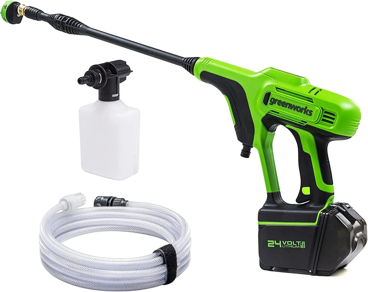 Nettoyeur haute pression, 300 W, 24 V, Greenworks G24PW 180L/heure, SANS Batterie 24V ni Chargeur, Garantie 3 Ans, Tuyau Siphon 6m