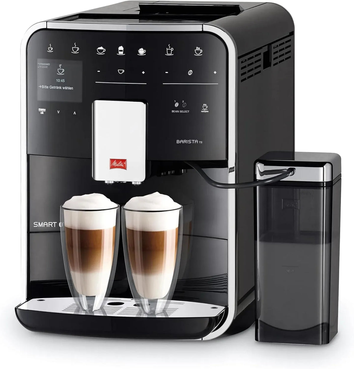 Melitta F850-102 Cafetière électrique, tactile, grand réservoir, Système One Touch, Barista T Smart Noire, Mode 1 à 2 Tasses, Écran Couleur TFT