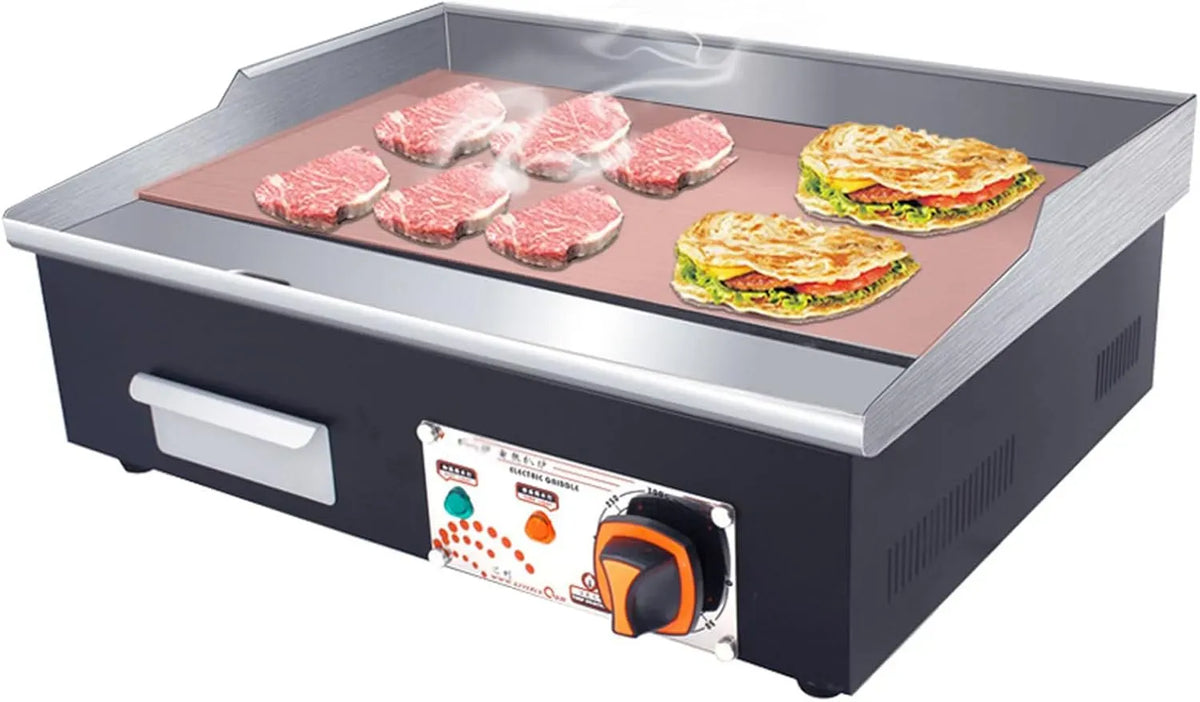 Plaque de cuisson, 55X35cm, 3000 W, 0 à 300 °C, Plancha, gril, professionnel, acier inoxydable