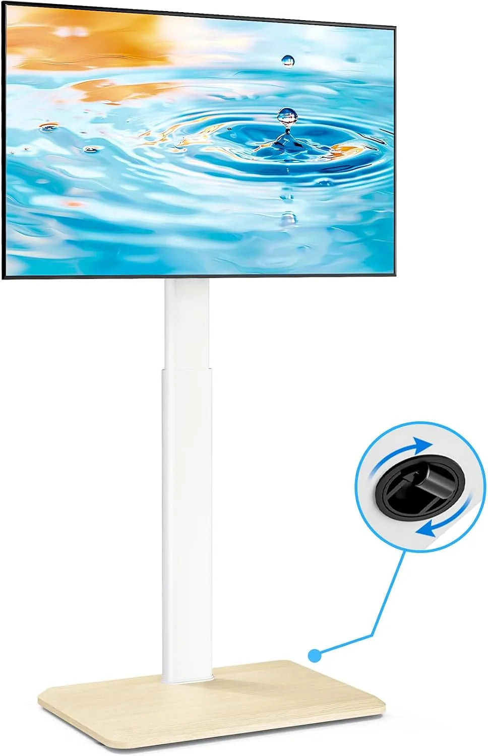 Meuble TV 5Rcom, 55 pouces, 400x400 mm, roulettes de déplacement, blanc, charge 30 kg, Support TV sur Pied, socle bois, hauteur réglable pivotant