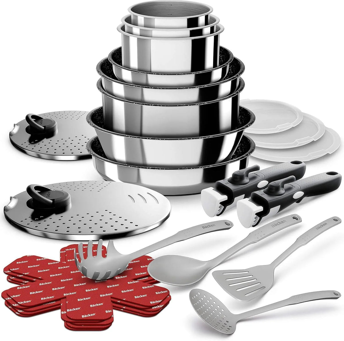 Lave-vaisselle, BACKEN, amovible, acier inoxydable, 199924 Batterie cuisine 24 pcs