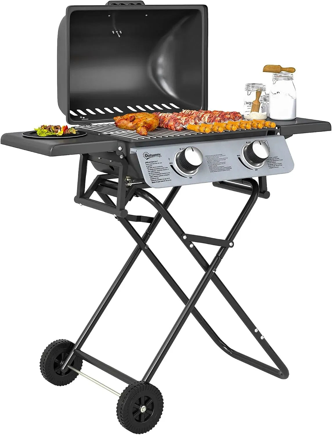 Transportable, Thermomètre, Barbecue, 5,6 kW, gril, camping, noir, pour Camping Jardin Balcon