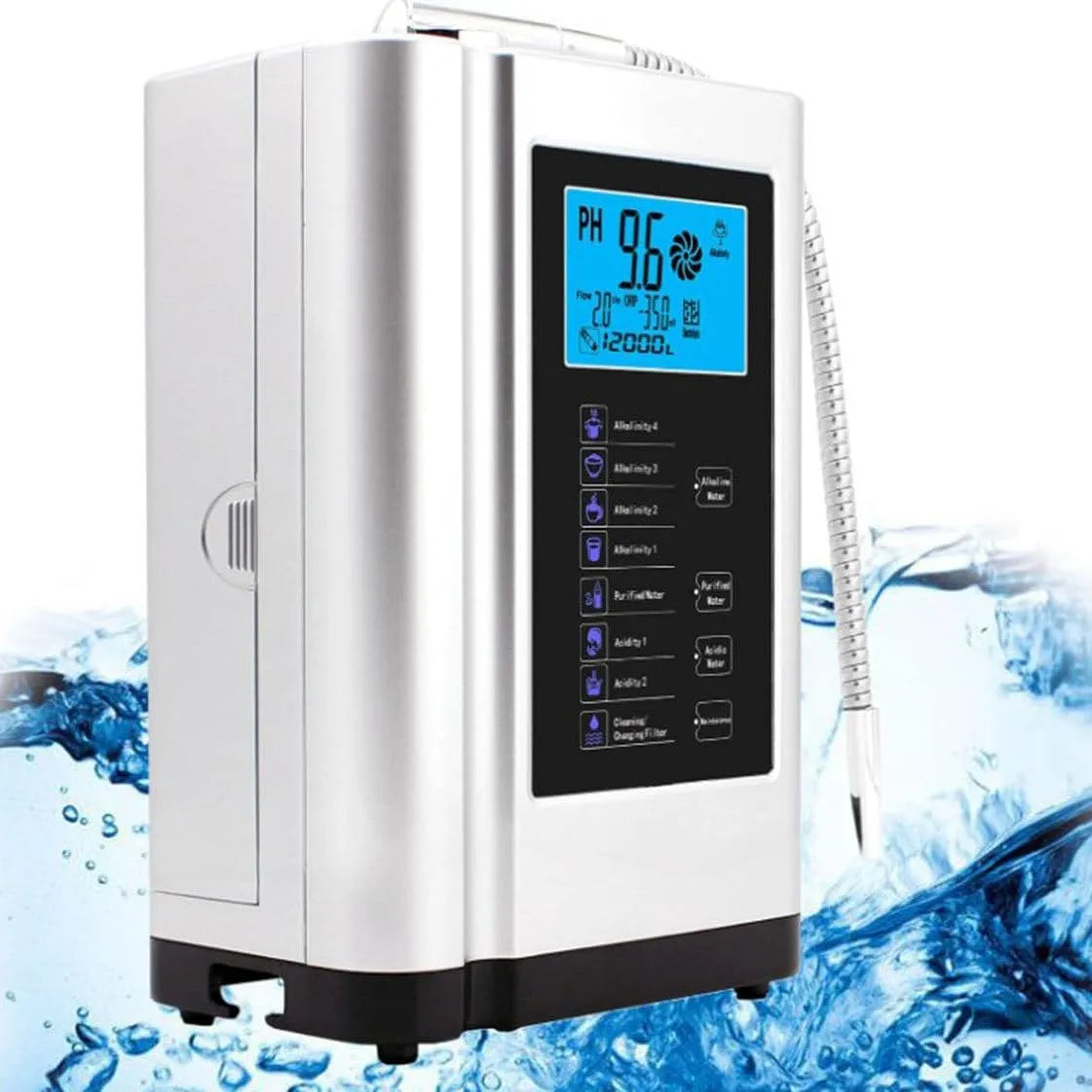 PH3.5-10.5 Générateur, potable, Filtre, système de filtration d'eau potable, 8000 L, écran LCD, blanc, Ioniseur, 3.8 pouces