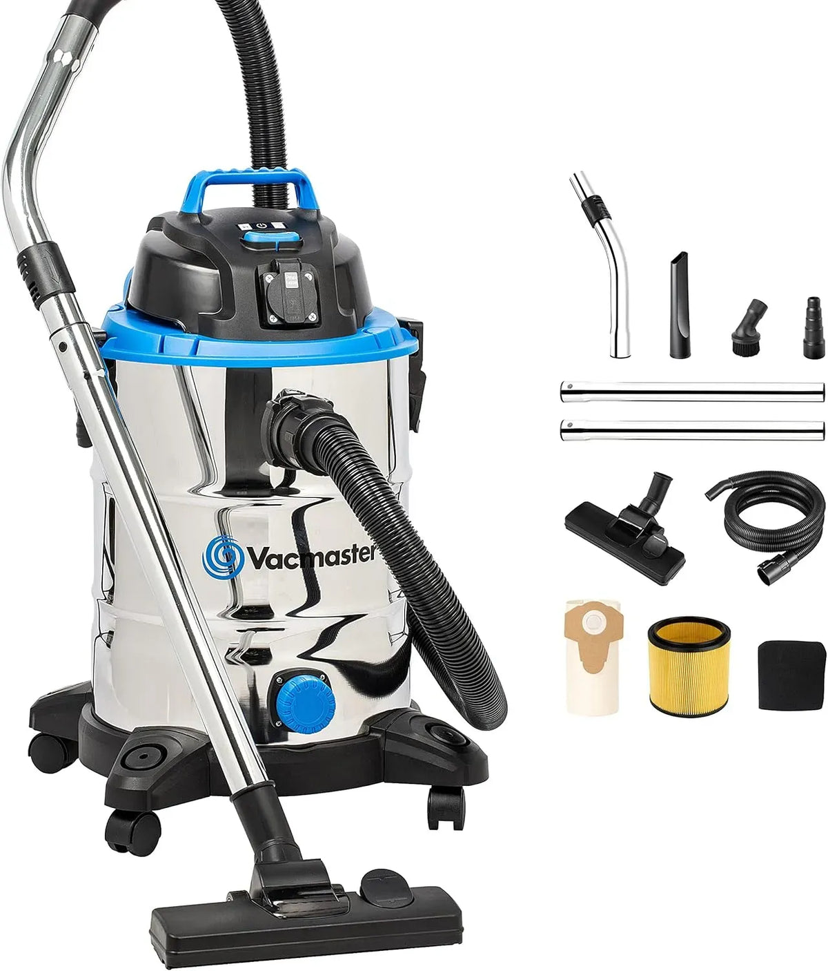 Aspirateur INOX 1500W VQ1530SFDC, 30 L, 1500 W, industriel, professionnel, acier inoxydable