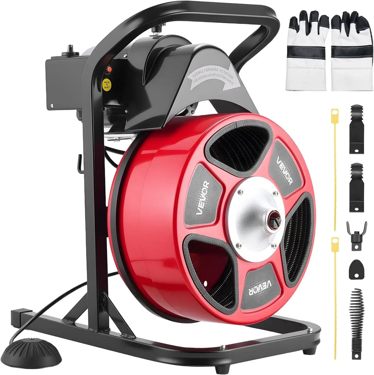 VEVOR Interrupteur, 15 m, 13 mm, 150 mm, pour Débouchage Tuyaux 50-150 mm