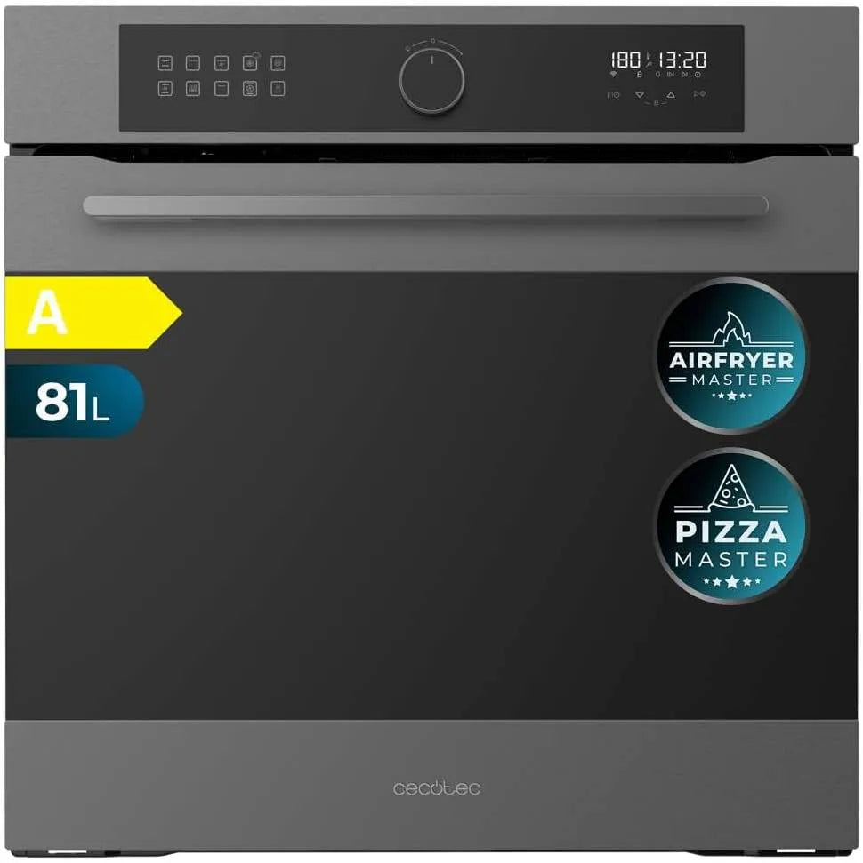 Cecotec Bolero Hexa AF316000 Four électrique à pizza, 60 cm, 81 L, 3400 W, 11 programmes, encastrable, effet 3D, décongélation, Steam Assist, Capacité