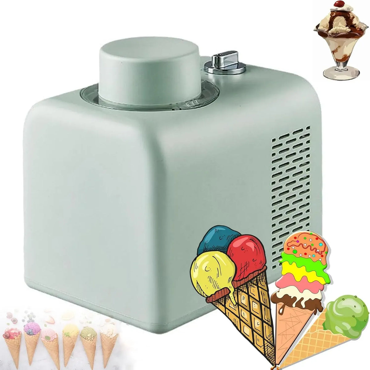 Machine à Desserts, Machine à Yaourt, Machine à crème, machine à glace et sorbet, 500 ML, amovible, 4 Modes
