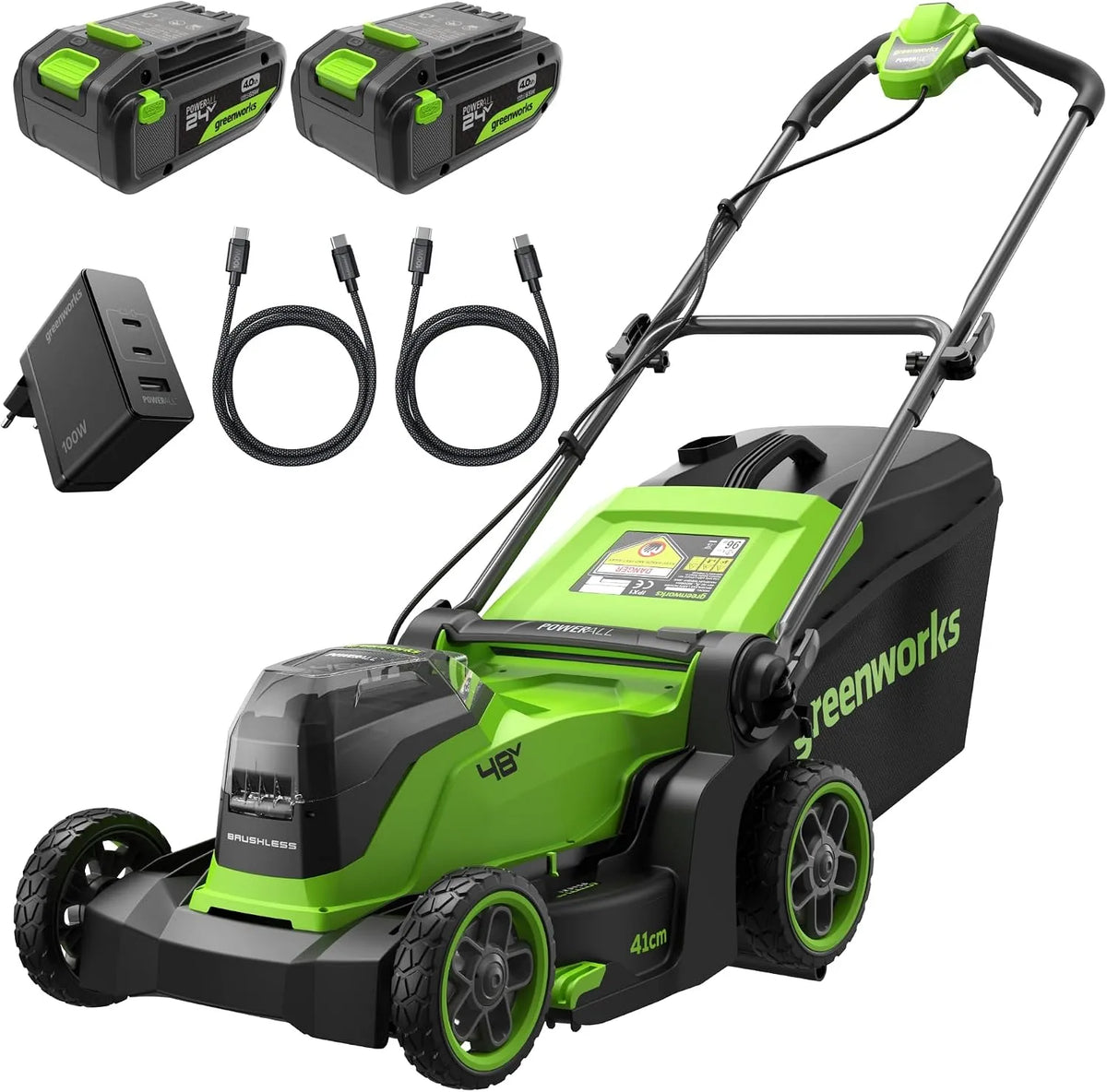 X 24V 4Ah Batterie, Chargeur, 41cm, 40 L, 48 V, 24 V, 41 cm, sans fil