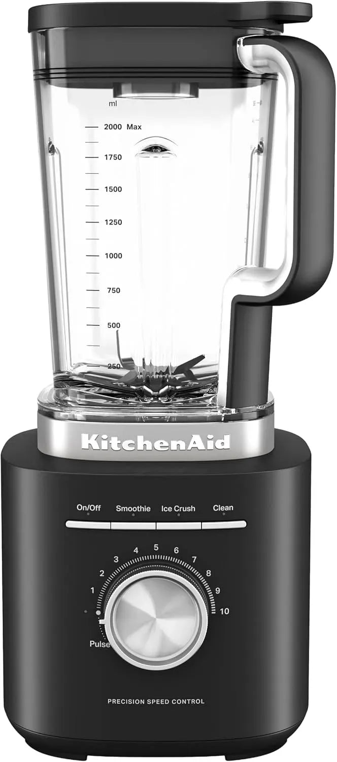 KitchenAid Blender, 2 L, acier inoxydable, noir, Lames Inox Asymétriques, Pichet 2L Sans BPA, 10 Vitesses