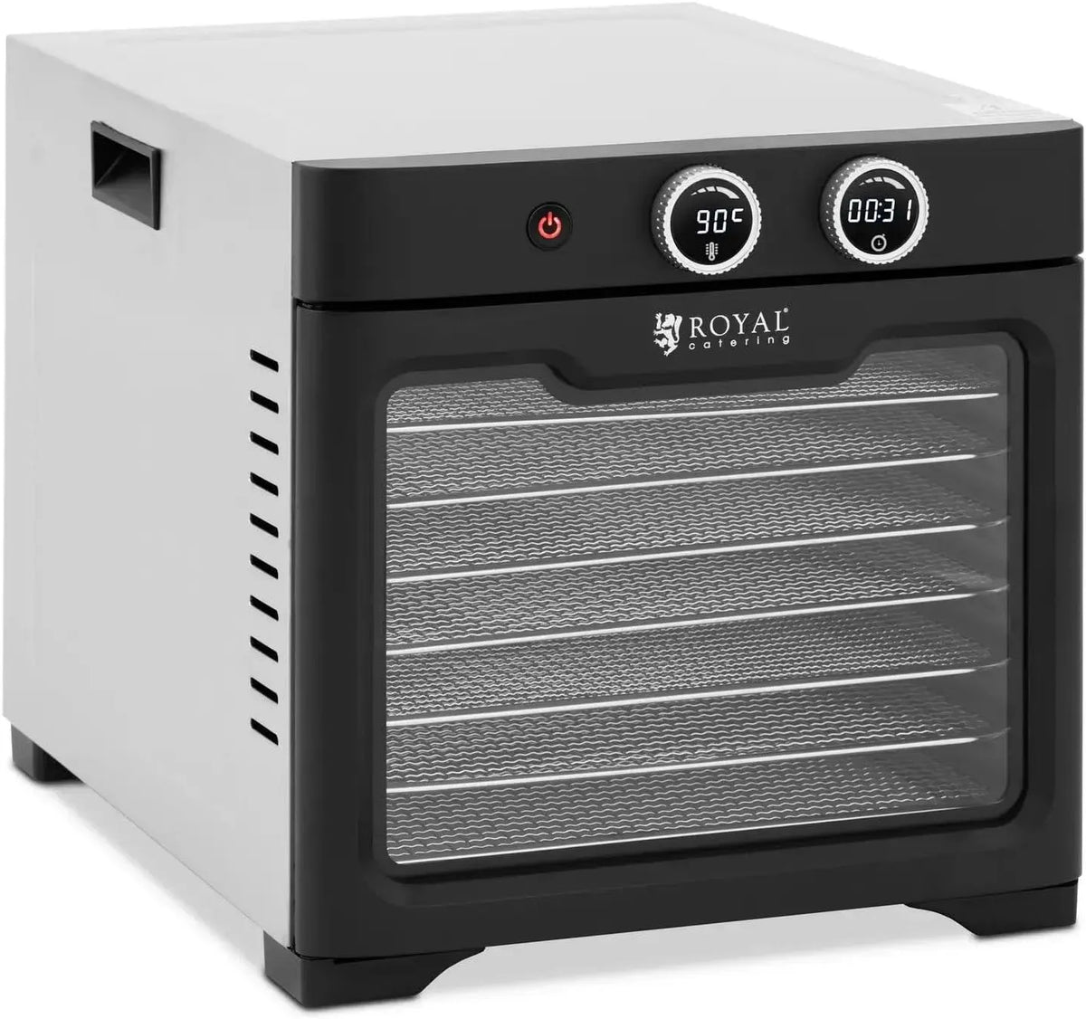 Déshydrateur alimentaire pour usage pour usage professionnel 8 étages 26 litres 800 watts verre trempé acier inoxydable 304 argent métallisé