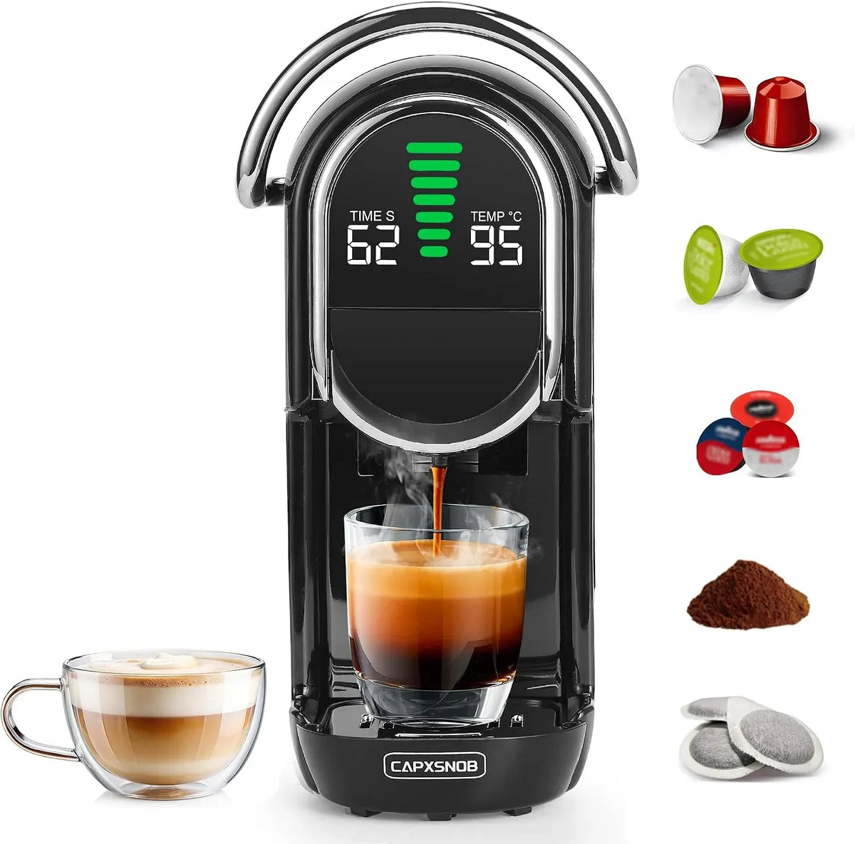 Nespresso Magician1 Cafetière électrique, Dosettes ESE 44mm et Café Moulu, 20Bar