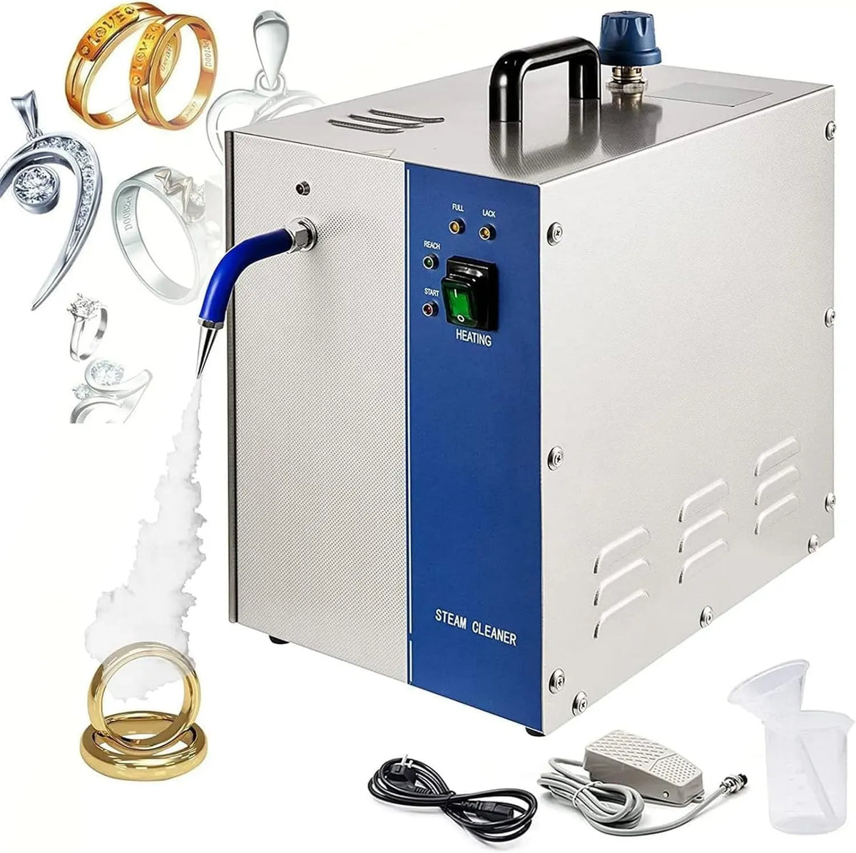 Nettoyeur vapeur 1300W/2600W, 2 L, 1300 W, 2600 W, professionnel, acier inoxydable, 2L standard