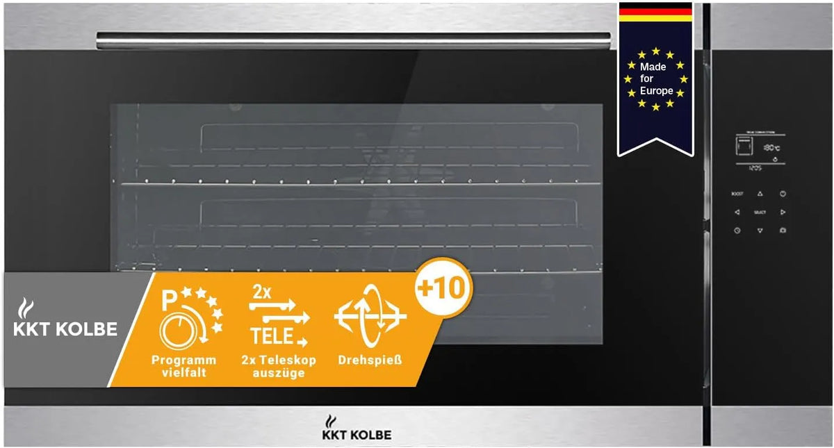 Four électrique EB9105ED, 90 cm, 96 L, encastrable, gril, 4K UHD, 4kW, 96L, Circulation de l'air, Rôtisserie, Air chaud, Tiroirs télescopiques