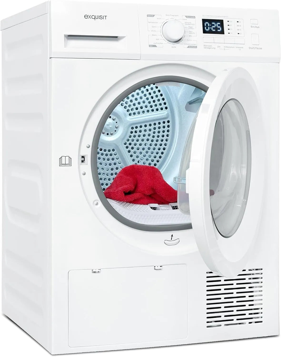 Exquisit TWP803-030 Sèche-linge, 16 programmes, 8 kg, blanc, Protection anti-plis, Départ différé