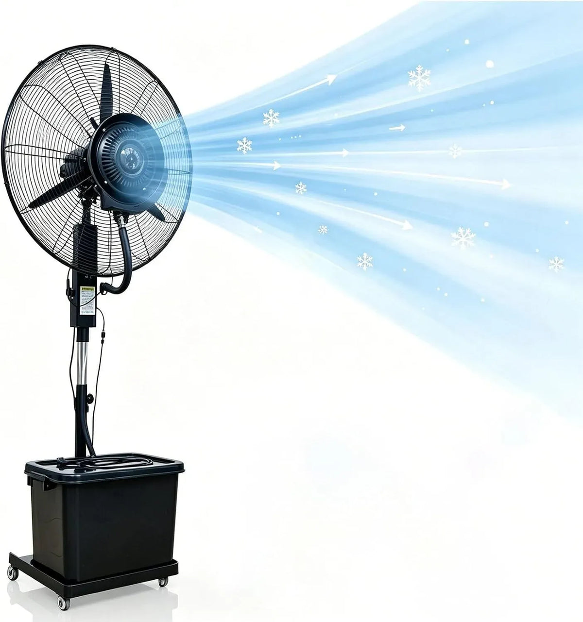 Climatiseur, 200 cm, 42 L, Ø 81 cm, 3 vitesses, oscillation, Oscillation Automatique 90°, Ventilateur Brumisateur 42L sur Pied avec Roues