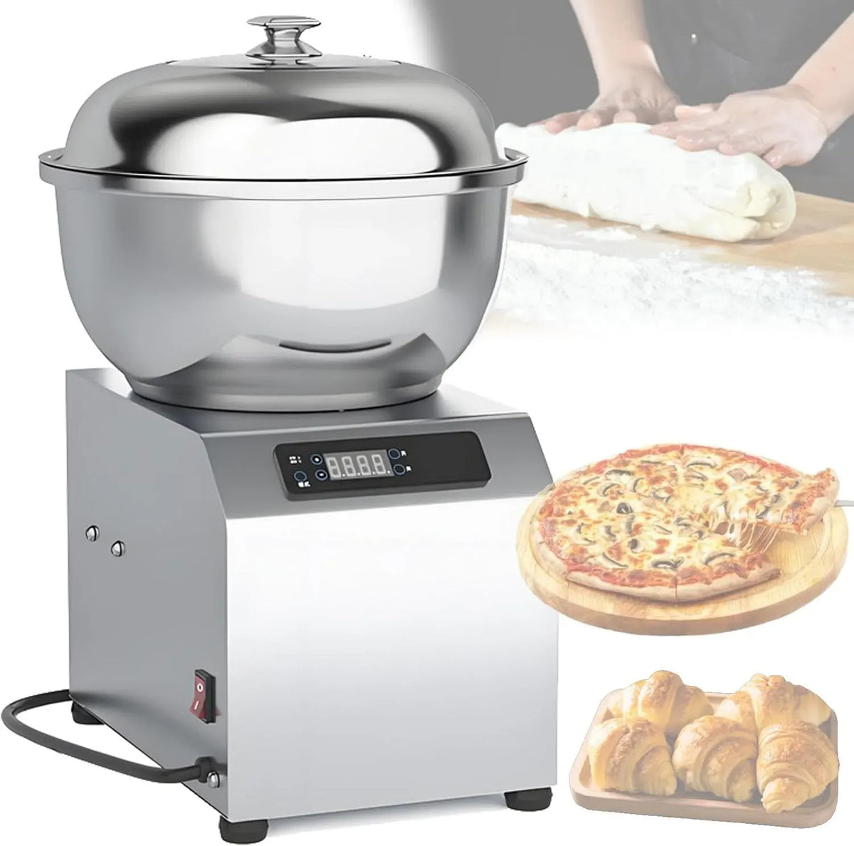 Machine à pétrir, 1800 W, 5 kg, minuteur, professionnel, restaurant, acier inoxydable, pour Les Restaurants et la Cuisine à Domicile