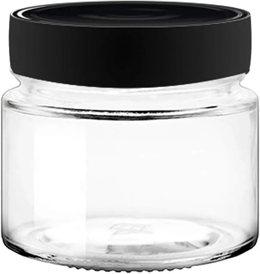 H81mm capacité 212 ML, IRIOS -, Lot de 48 bocaux en Verre Transparent, Capsules Noires stérilisables 70mm incluses