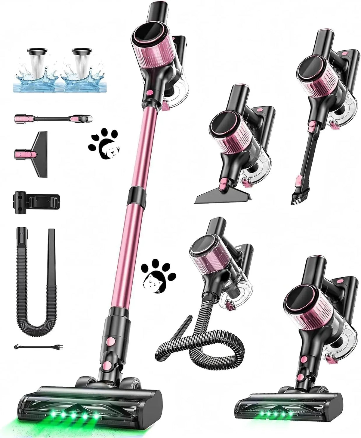 Aspirateur 52KPa/500W/45Mins, 500 W, Écran LED, Filtration 5 Niveaux