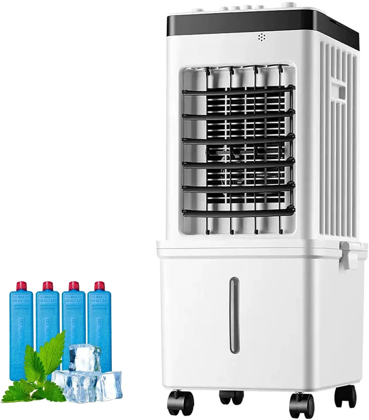 Rafraîchisseur d'air 7.5h, 15 L, 3 vitesses, oscillation, grand réservoir, silencieux, amovible, Autonomie pour Maison et Bureau, Oscillation 120°