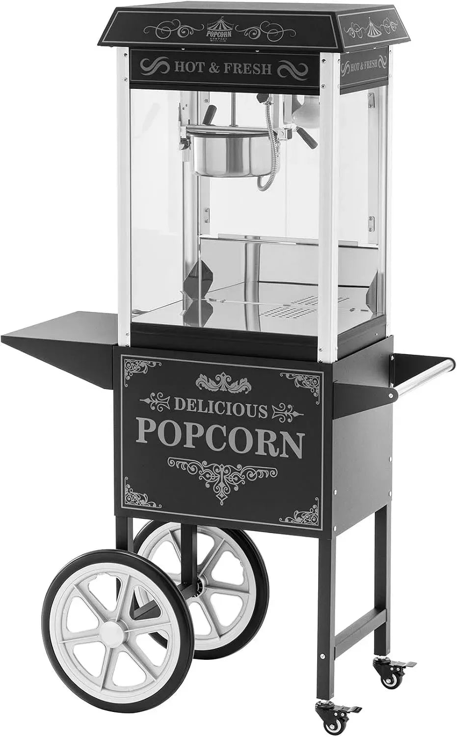 W 195 Machine à pop-corn, chariot, 1500 W, professionnel, restauration, 2 zones de température, noir