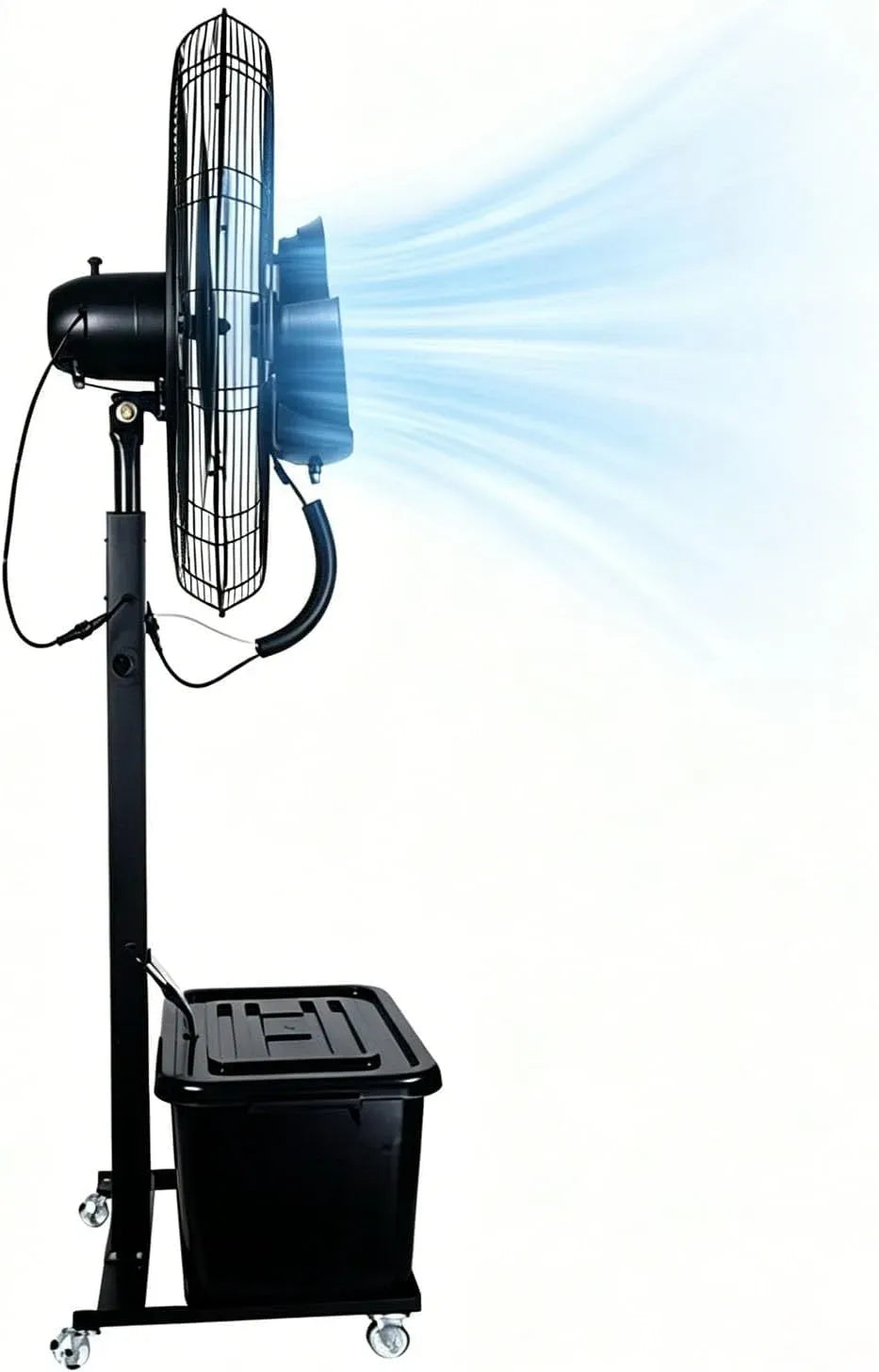 Rafraîchisseur d'air, 200 cm, 42 L, Ø 81 cm, extérieur, roulettes de déplacement, 3 vitesses, oscillation, Oscillation 90° Droite-Gauche