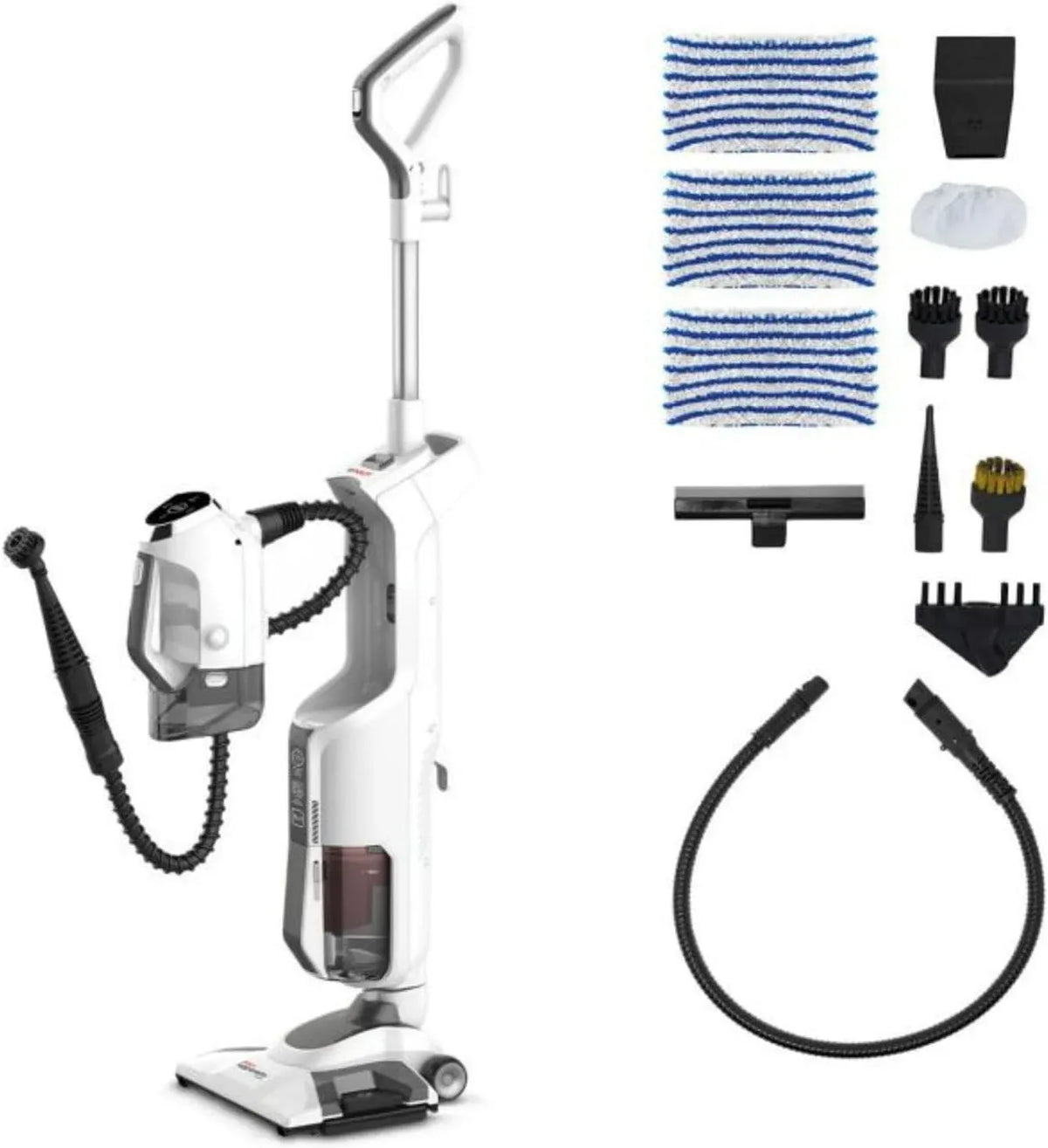 Radiateur électrique, vapeur, blanc, Polti Vaporetto 3 Clean, Balai Vapeur Aspirateur Sans Sac, Puissance Maximale de 1800 Watts