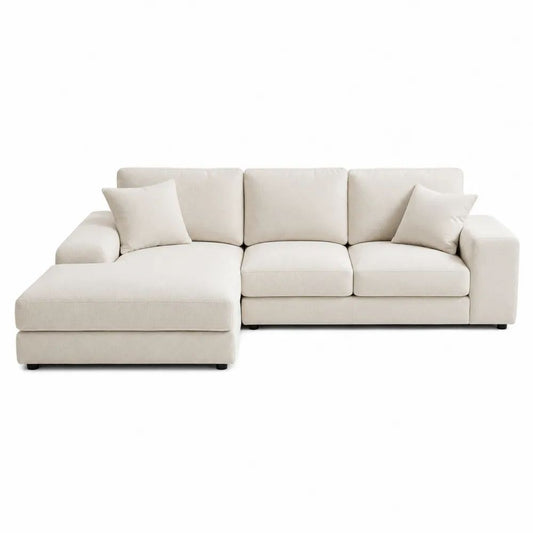 Canapé d’angle gauche 4 places en tissu beige, 280 × 160 × 86 cm