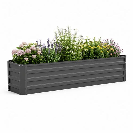 Jardinière surélevée rectangulaire en acier galvanisé anthracite 160 × 40 × 45 cm