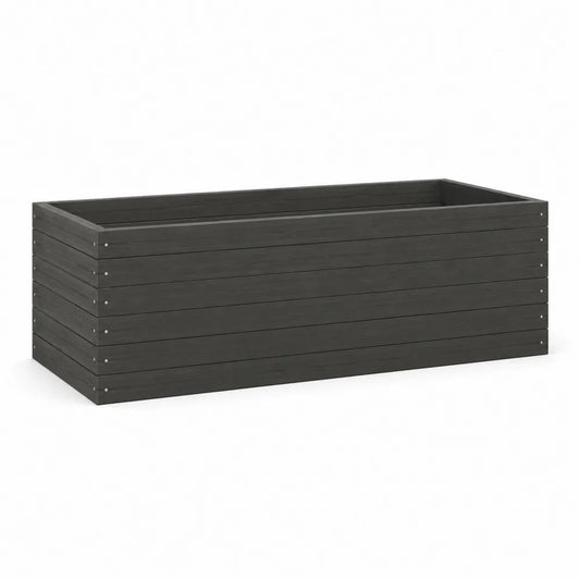 Jardinière surélevée rectangulaire en pin massif gris foncé, 120 × 40 × 38 cm