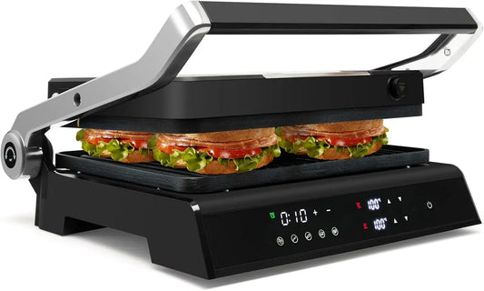 Machine à Sandwich, Grill, gril à panini et croque-monsieur, 1200 W, pose libre, amovible, 2 zones de température, GOPLUS