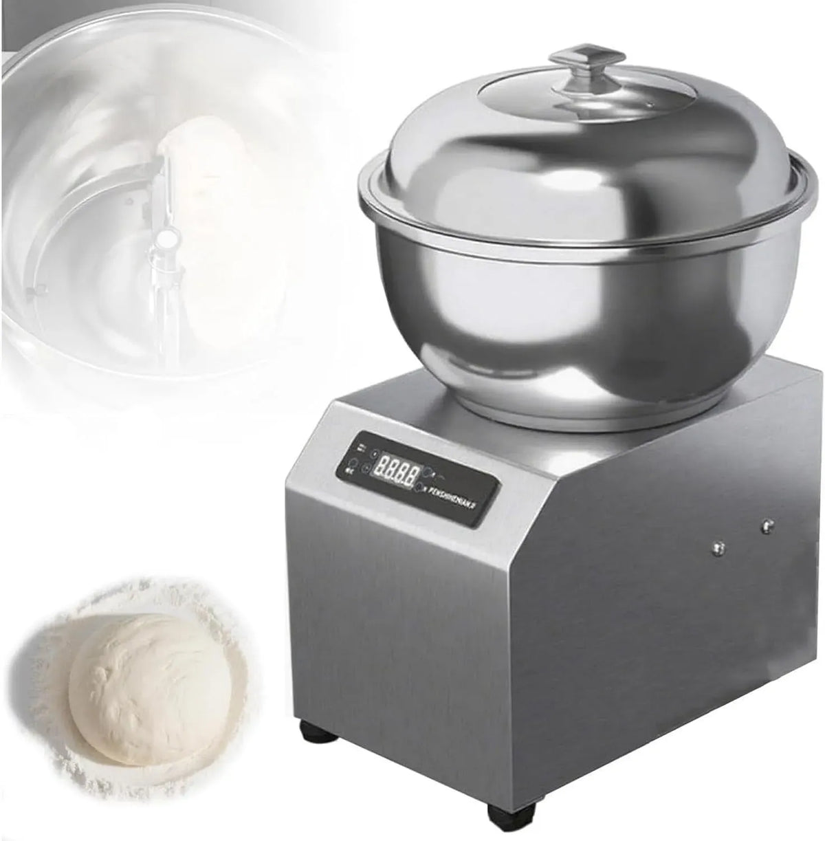 pour boulangeries, Double Rotation et minuterie, pour pizzerias et Restaurants, Pétrin électrique en Acier Inoxydable 2 200 W, cuve Amovible de 5/8 kg