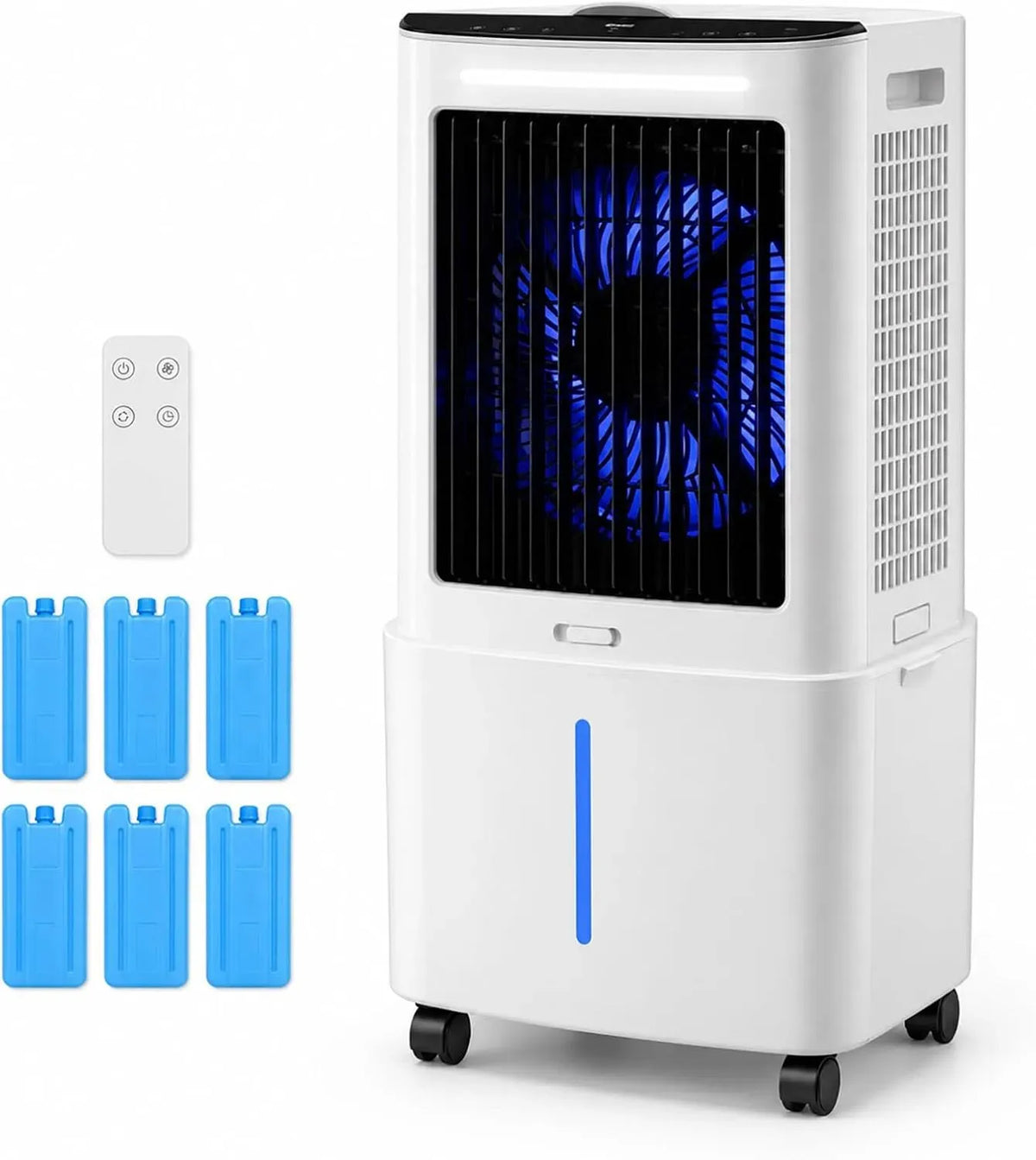 Rafraîchisseur d'air, tactile, minuteur, grand réservoir, amovible, Panneau Tactile et Télécommande, 6 Pains de Glace, Minuterie 12 Heures