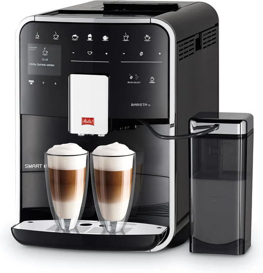 Melitta F850-102 Cafetière électrique, tactile, grand réservoir, Système One Touch, Barista T Smart Noire, Mode 1 à 2 Tasses, Écran Couleur TFT