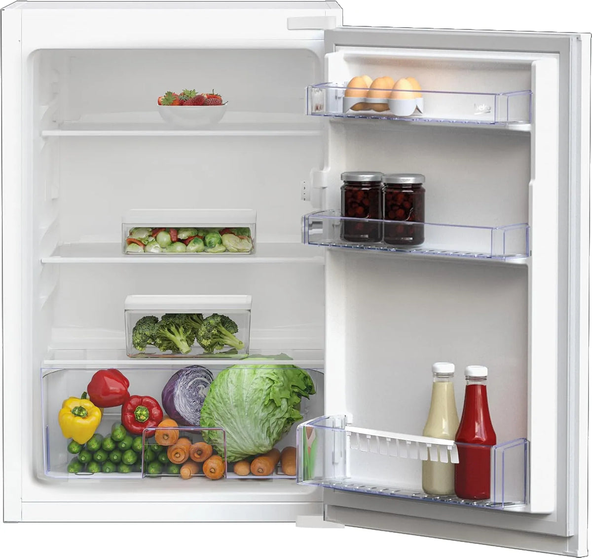 Beko B1804FN b300 Réfrigérateur, 126 L, 29 dB, encastrable, effet 3D, blanc, Technologie porte fixe 3D