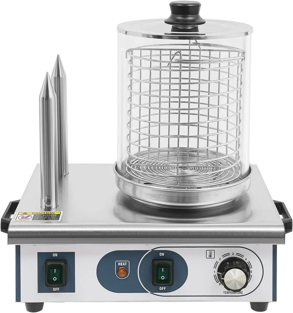 Machine à hot, 189 mm, professionnel, acier inoxydable, fonction chauffante, pour chauffer des saucisses et réchauffer des petits pain