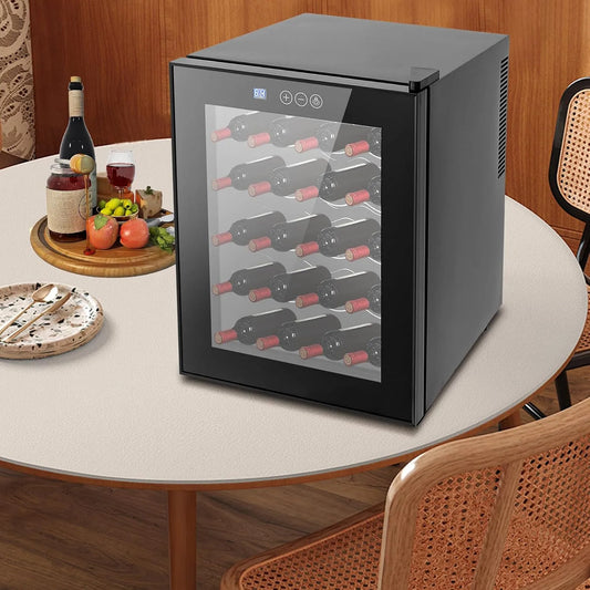 Cave à vin électrique, 48 L, 20 bouteilles, armoire à vin, 2 zones de température, éclairage LED, extérieur, autonome, température réglable de
