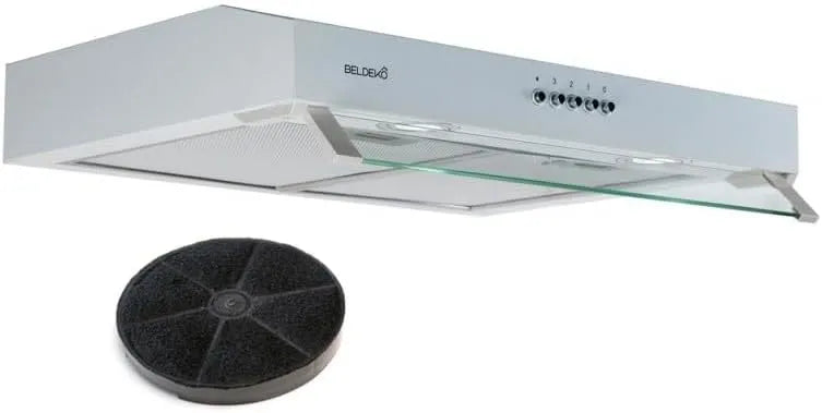 Hotte aspirante m3/h, 60 cm, 100 W, 210 m3/h, hotte de cuisine, blanc, BELDEKO Hotte Casquette 60 cm Blanc 210 m3/h 100W - Marque Française