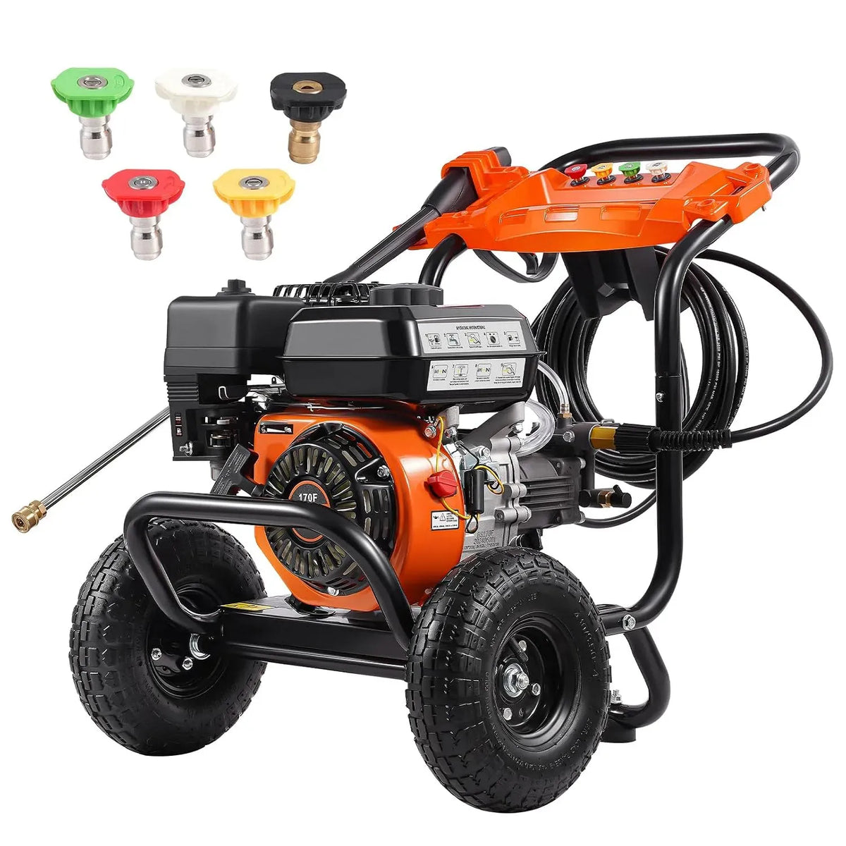 VEVOR Nettoyeur haute pression, rallonge et 5 Buses pour Voitures, 3500 PSI, 10 L/Min