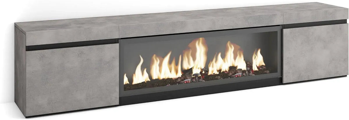 Meuble TV, 80 pouces, Cheminée électrique XXL, 210