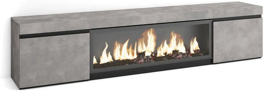 Meuble TV, 80 pouces, Cheminée électrique XXL, 210