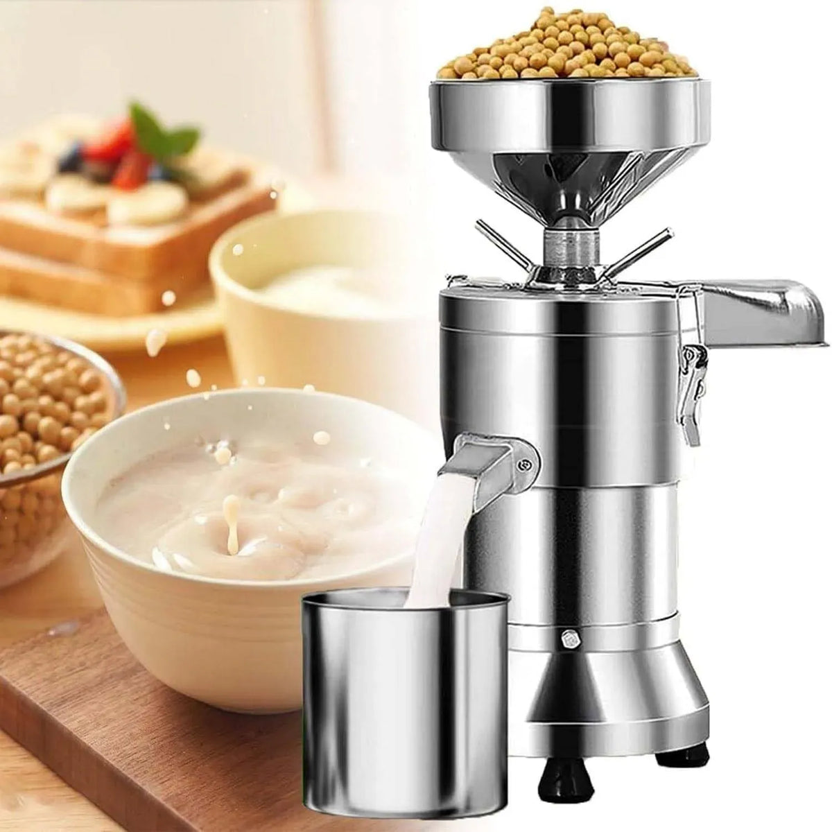 25kg/h Machine À Lait, machine à lait végétal et lait de noix, 1100 W, 25 kg, industriel, acier inoxydable, bois, pour Tofu