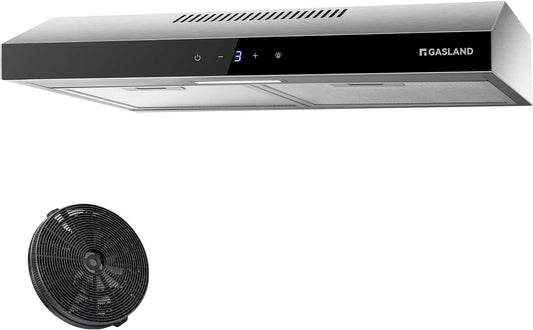 Hotte aspirante, 60cm, 202 m3/h, hotte de cuisine, Gasland SR60SS, évacuation et recyclage, tactile, 3 niveaux, silencieux, acier inoxydable