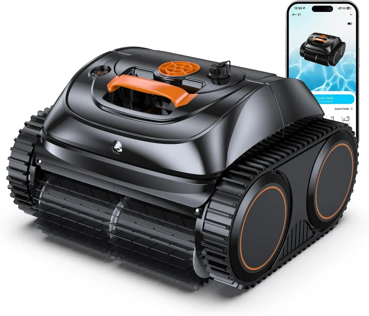Robot, robot nettoyeur de piscine, sans fil, noir, pour Piscines Enterrées et Hors Sol