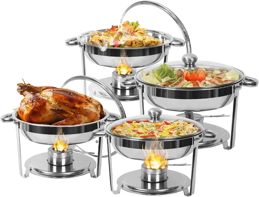 Chauffe-plats de buffet, 4,5 L, Chauffe-Plat 4PCs, restaurant, acier inoxydable, pour Buffet Hôtel Traiteur Restaurant