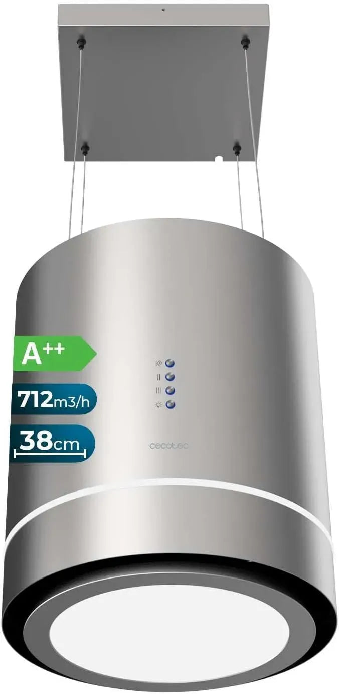 Cecotec Bolero Flux Cre 800M3/H Hotte aspirante, 44cm, 210 W, 800 m³/h, hotte de cuisine, acier inoxydable, Finition Inox