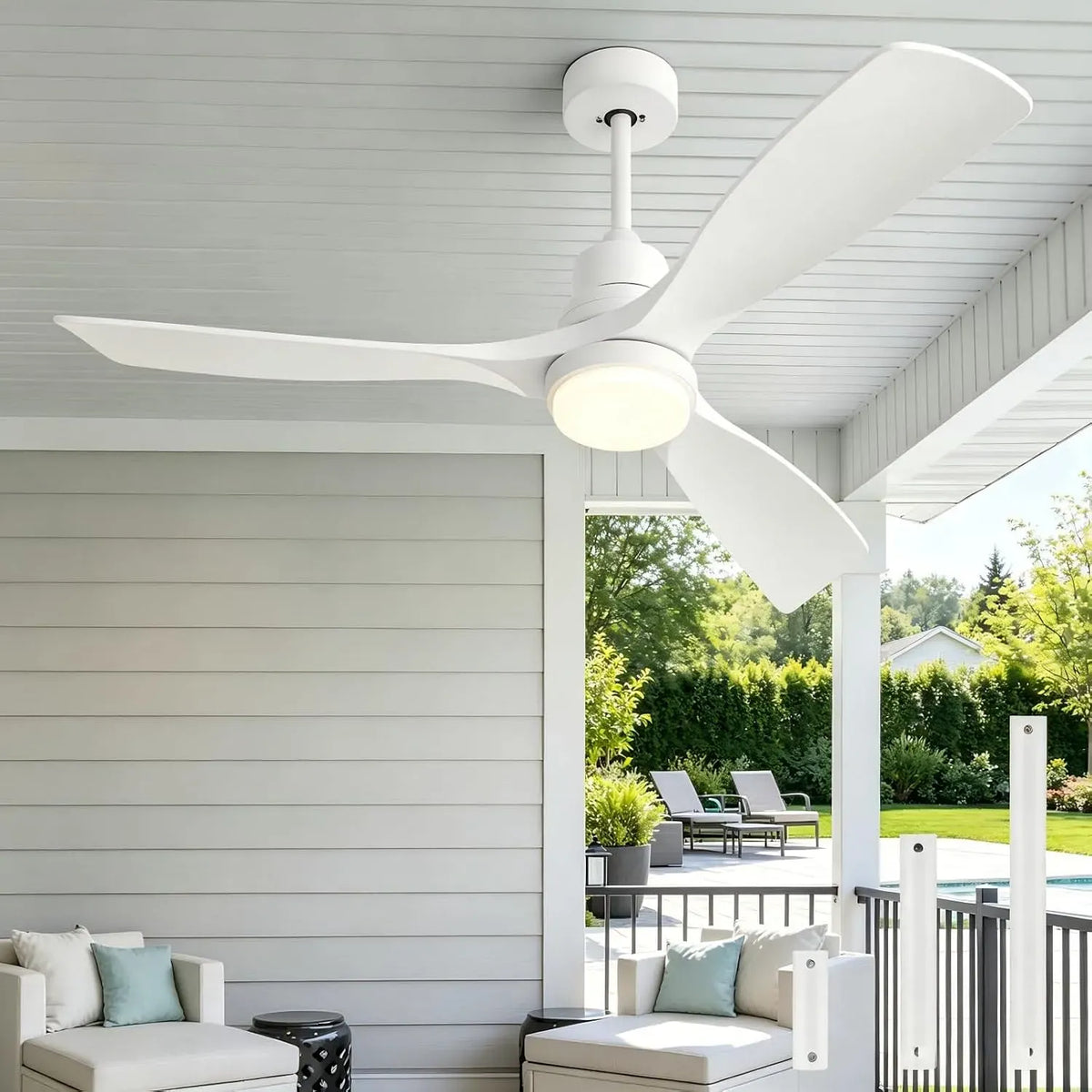 Ventilateur 3pales, 132 cm, extérieur, minuteur, silencieux, 2 zones de température, blanc