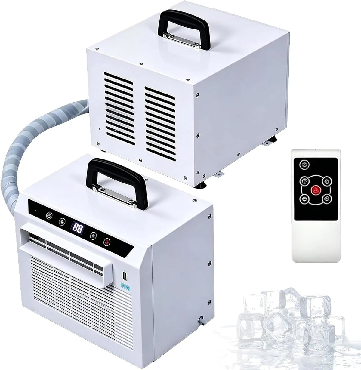 Climatiseur 12h 2-meterpipe, portable, tactile, minuteur, camping, Aucun Montage Requis, Poignée de Transport, pour Maison